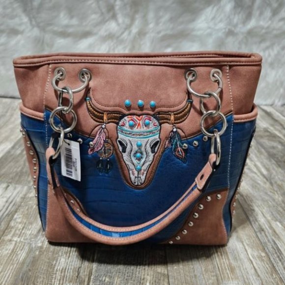 Blue Western Longhorn Embroidered Purse - Picture 12 of 12